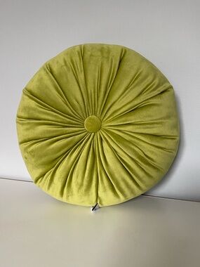 Round Pintuck Pleated Throw Pillow 12"  Aphorism NeW Green Velvet Vamp Romantic
